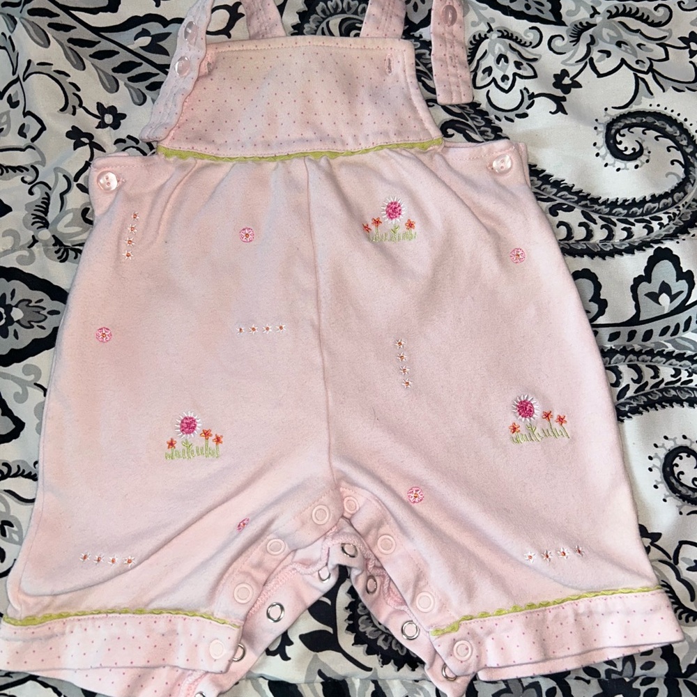 Pink Floral Kids Overalls
